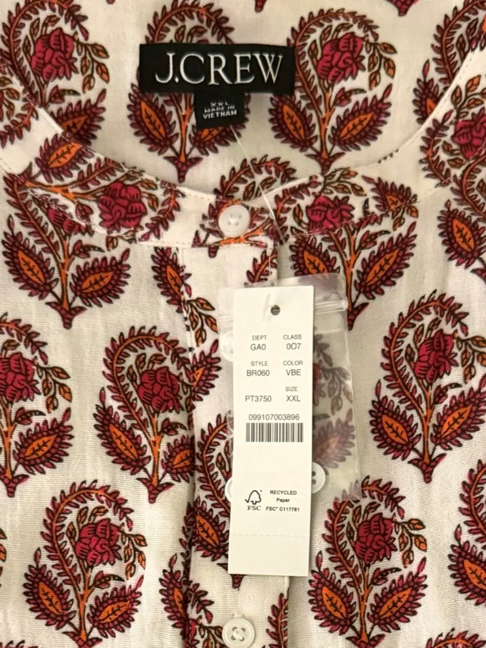J Crew Cora Sleeveless Top, Floral Print, Size XXL, NwT